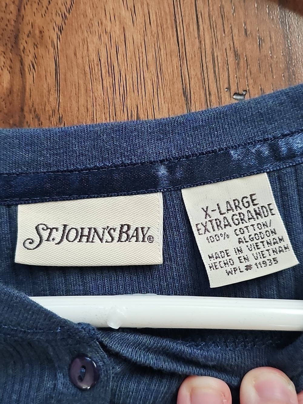 St. John's Bay Navy Ribbed Henley Shirt - Picture 2 of 4